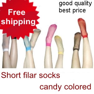 free shipping candy color crystal stockings crystal silk sock multicolour crystal socks multicolor