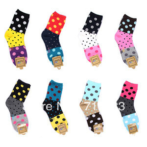 FREE SHIPPING candy color dot cartoon cotton socks spring and summer and autumn women's sock10pairs/lot DY025