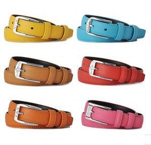 Free shipping! candy color genuine leather cowhide rhinestone women's belt all match pin buckle ladies straps female casual belt