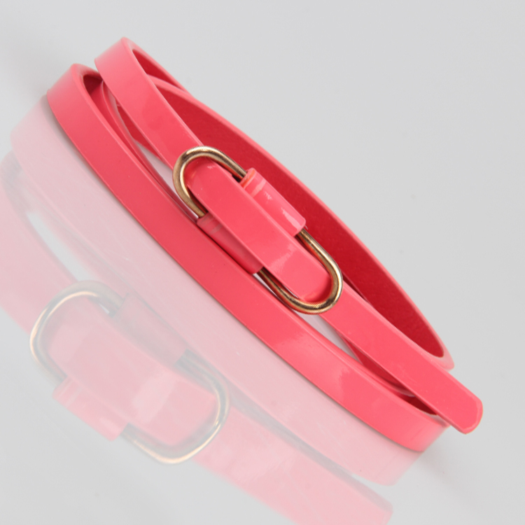 Free Shipping Candy color mirror patent leather thin belt female copper wire buckle ultrafine pin buckle belt strap