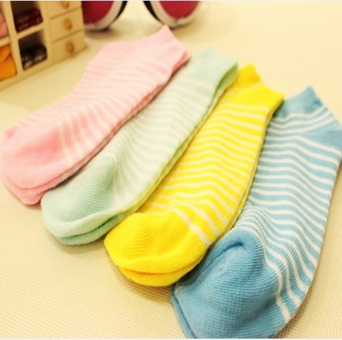 Free shipping . candy color stripe dot love women's sock slippers Random delivery