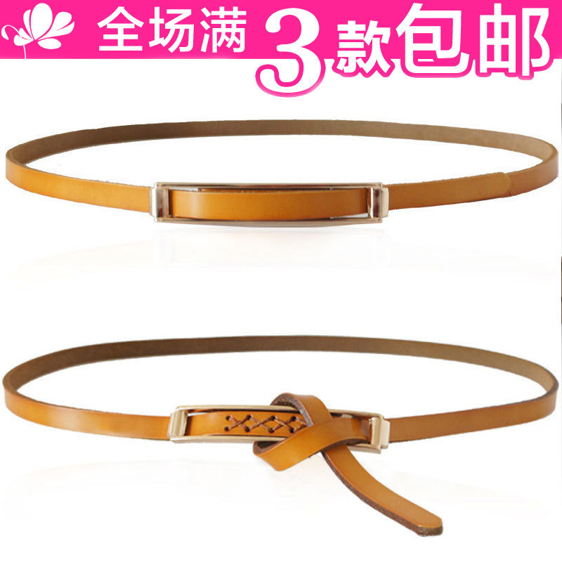 Free shipping Candy color women's genuine cowhide leather strap fashion decoration tieclasps belt 6036
