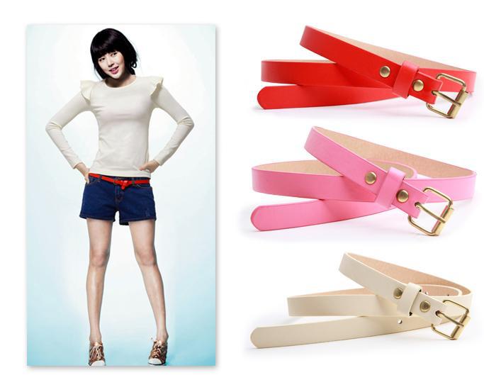 Free Shipping Candy Colored Belt  Ladies Fashion Thin  PU Leather  CBD04