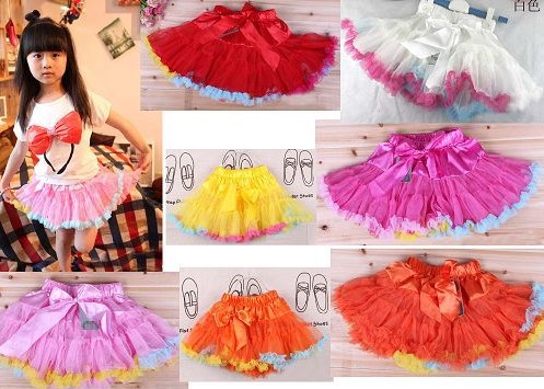 Free shipping Candy colors color bow skirt  (4 pieces/lot) New Design children's tutu skirt Girls cake skirt
