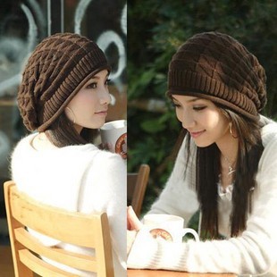 Free Shipping ! Cap winter thermal trigonometric decorative pattern knitted hat pocket hat