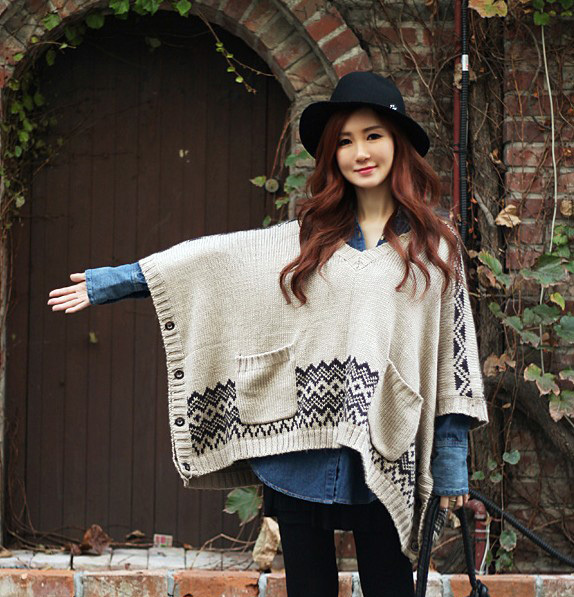 Free Shipping  capitales double pocket wave computer embroidered button loose fashion sweater 9153 MY