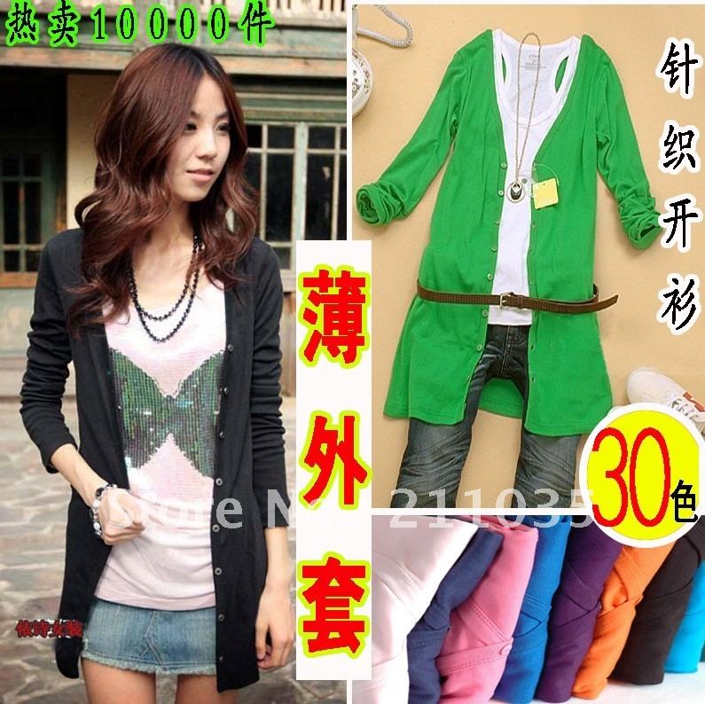 free shipping Cardigan thin outerwear  spring plus size clothing thin long paragraph sweater female cardigan cape