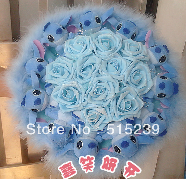Free shipping Cartoon bouquet doll holding flowers birthday graduation gift artificial bouquet Christmas AS541