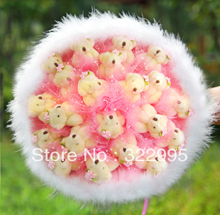Free shipping cartoon bouquet dried flowers / 21 teddy bear bouquet / holding flowers Valentine's Day gift W900