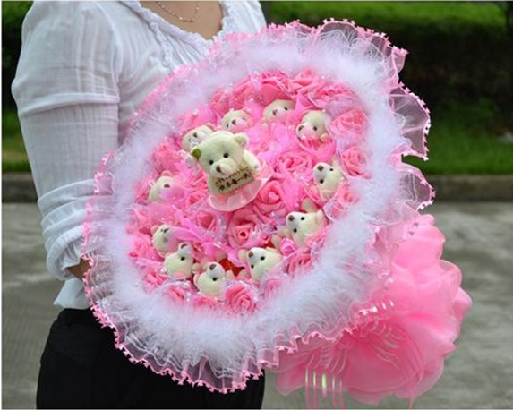 Free shipping  Cartoon doll the bouquet holding a doll bouquet birthday gifts for men and women wedding  Z-162