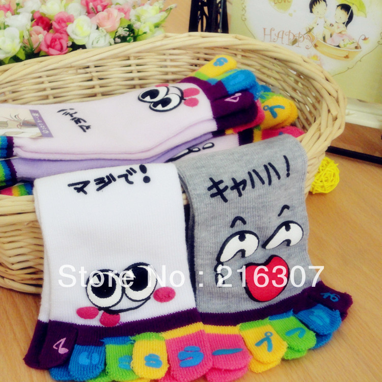 Free Shipping cartoon five-toe 100% cotton sock