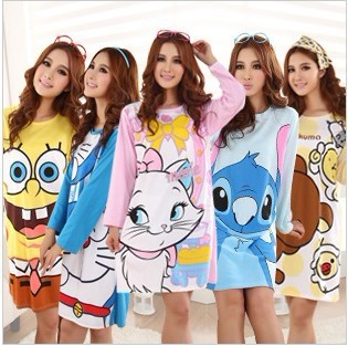 Free shipping cartoon Idle nightgown of  pajamas