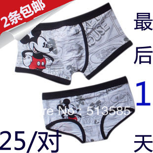 free shipping Cartoon lovers panties sexy lovers underwear male panties women's shorts trigonometric 100% cotton sexy