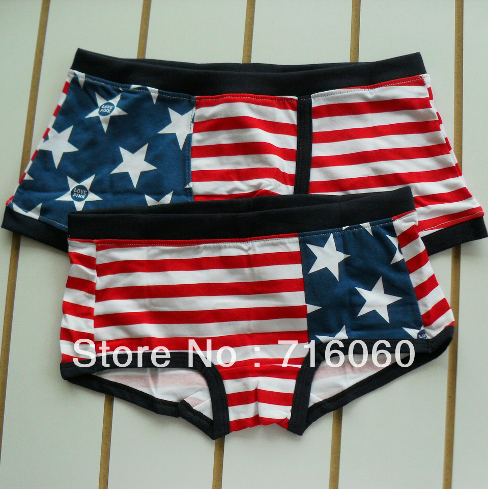 free shipping  Cartoon lovers panties sexy low-waist underwear set stripes