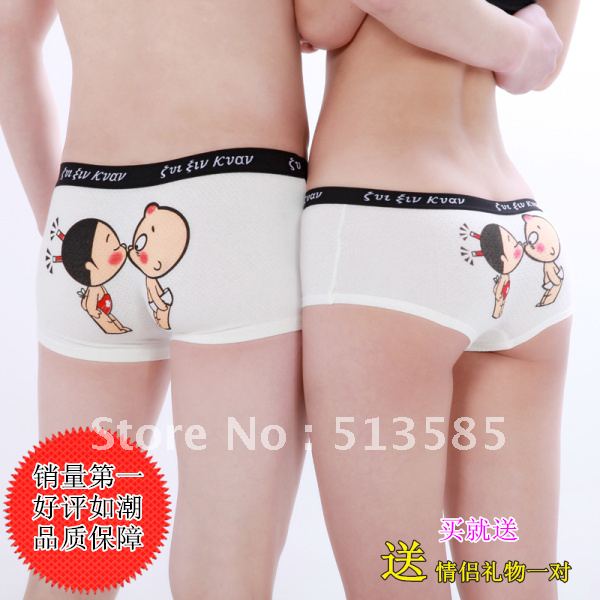 free shipping! Cartoon male women's modal breathable cotton trunk lovers shorts underwear panties