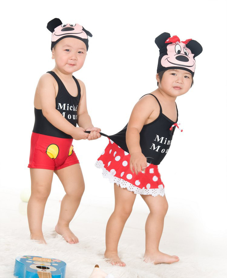 Free Shipping Cartoon Minnie Girls Cute One Piece Swimsuits Baby Swim Suit Bathing Suits Children Beach Wear 633