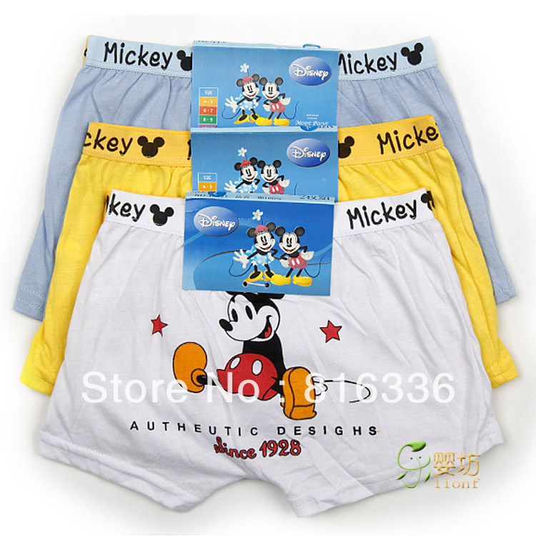 FREE SHIPPING Cartoon mouse pattern boxer   flat feet 100% cotton  male child  panties