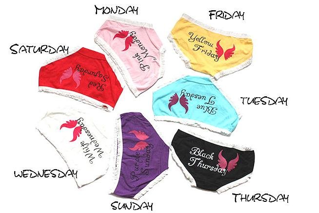 free shipping cartoon sexy ladies' underwear Rainbow underwear seven days a week bow underwear 7pcs/lot