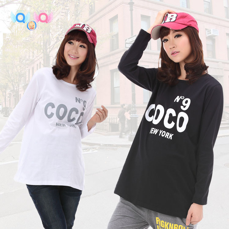 free shipping casual 100% cotton maternity clothes / Pregnant women T-shirt / Nursing maternity Wear long-sleeve clothing M35