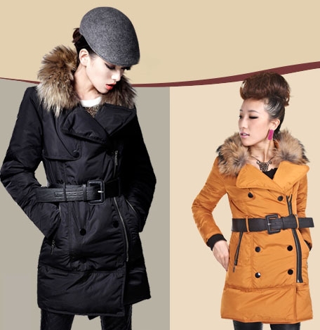 Free shipping casual outdoor clothes waterproof thickening thermal breathable winter down fur collar long coat parkas for women