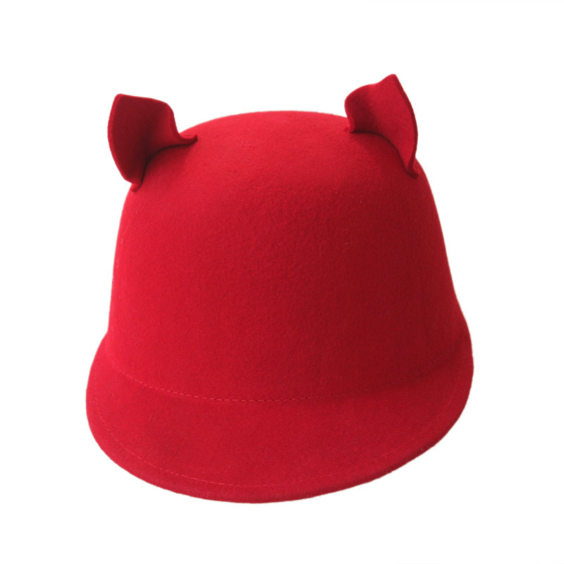 Free shipping Cat ears jazz hat fedoras winter wool warm hat male Women fashion outdoor cap personalized hat