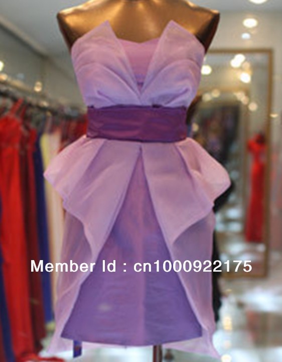 Free shipping Celebrity cocktail strapless dresses  prom party dress 2013 purple ,red ,beige