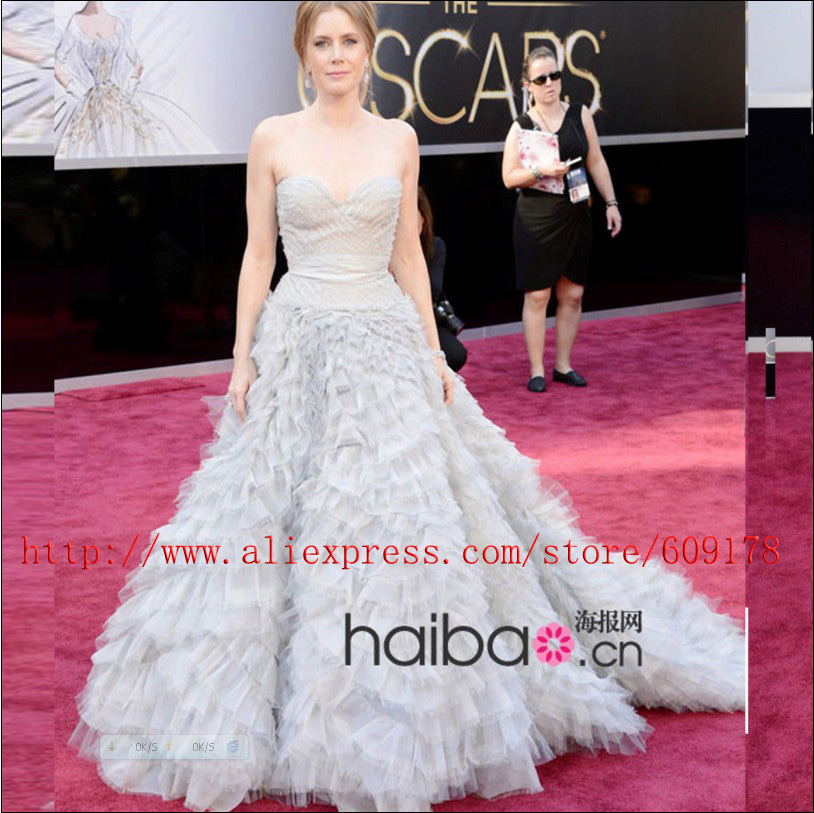 Free shipping Celebrity dress 2013 70th Oscar Awards Dress Amy Adams Sweetheart  Floor Length  Ball gown Custome
