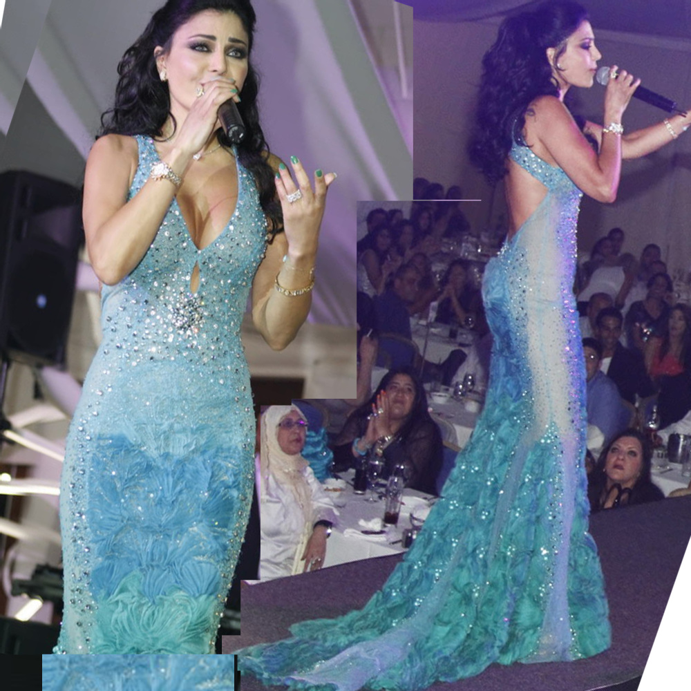Free shipping Celebrity dress Dubai International Film Festival Haifa Floor-Length V-Neck Mermaid L