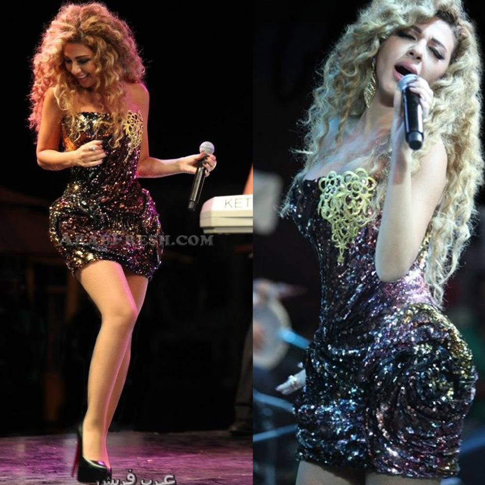 Free shipping Celebrity dress myriam fares Off the shoulder Mini Sequines Sheath Custome