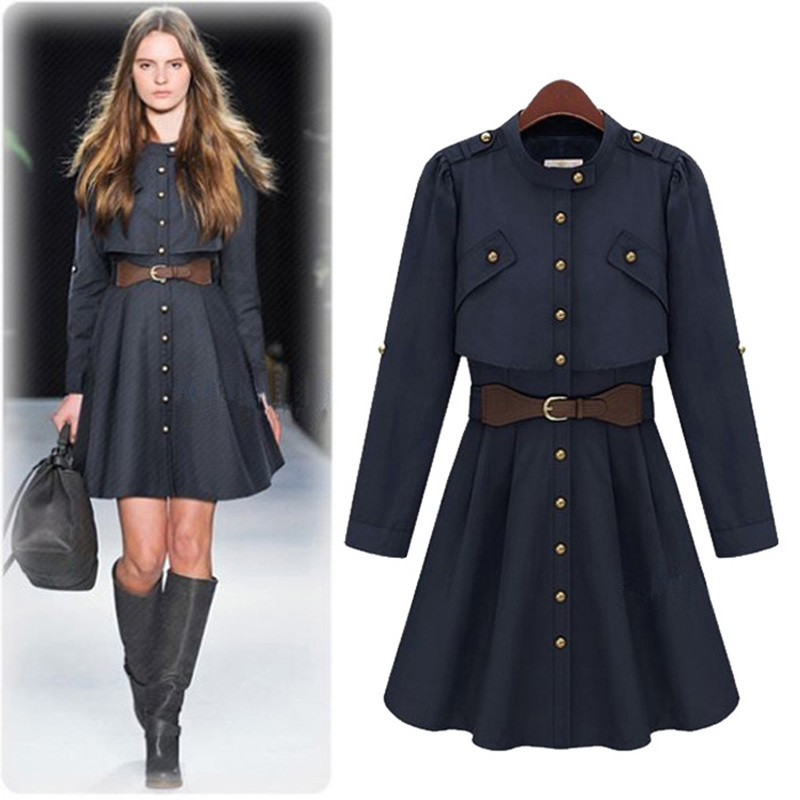 Free Shipping Celebrity Trench Skirt-style Coat Popular Long Cashmere Coat 2 Colours# 456