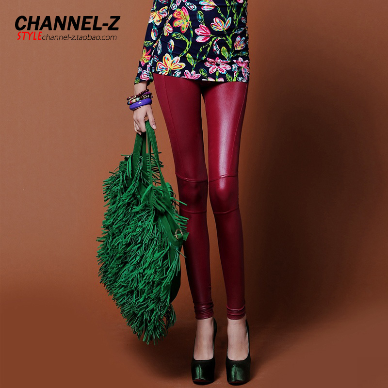 Free shipping Channel-z 2013 all-match fashion vintage slim motorcycle paragraph pencil faux leather legging