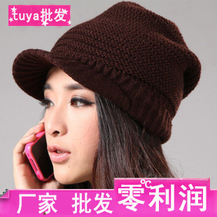 FREE shipping cheap Autumn and winter women's hat brim knitted hat