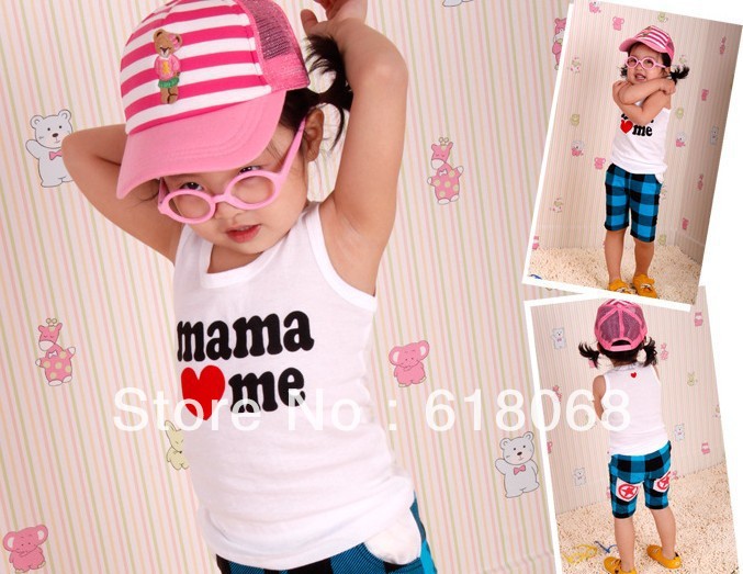 Free Shipping Cheap children clothing Child pure cotton vest baby girl boy  vest 100% cotton baby vest Letter MAMA/DAD love me
