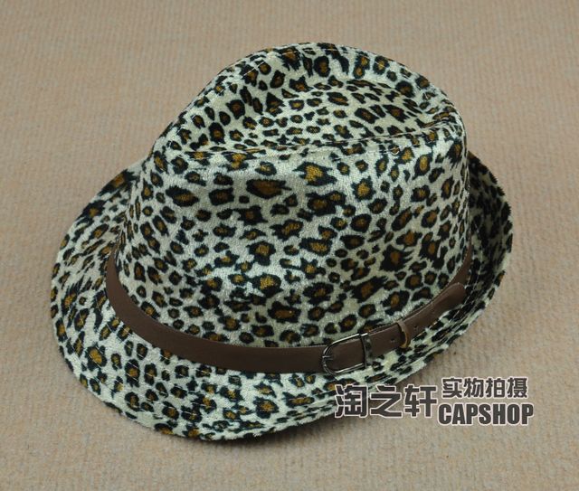 Free shipping cheap Classic autumn and winter jazz hat leopard print strap buckle fedoras the trend of fashion casual hat