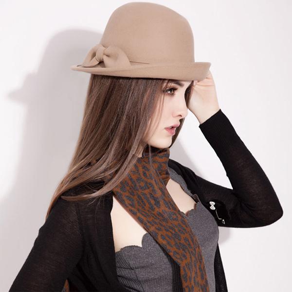 Free Shipping Cheap Fashion British Style Jazz Felt Woolen Millinery Women Hat Fedoras Cap Fashionable Hats Caps Bow A0066038