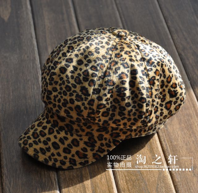 Free shipping cheap Fashion leopard print octagonal cap fashion women's newsboy cap hat cap