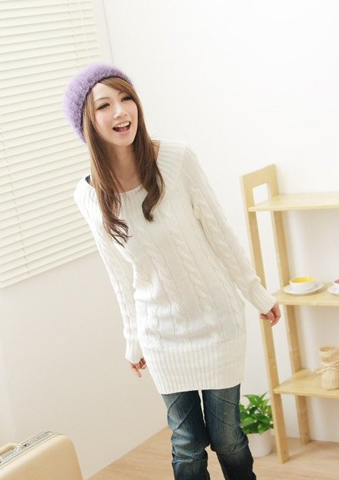 Free Shipping Cheapp! High Quality slim neckline all-match twisted long design sweater, women's pullover DN8016MY