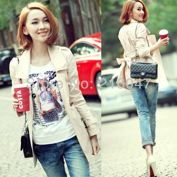 Free Shipping Chic Double-breasted Short Style Trench Coat With Pocket WF-0036