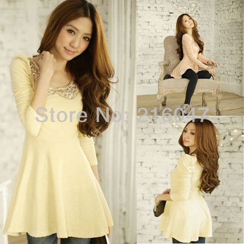 Free Shipping Chic Long Sleeve dress With Sequin (No Zipper) WF-0028