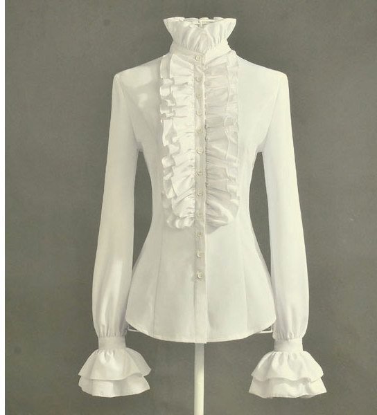 Free Shipping Chiffon Blouses Flare sleeves Ruffles collar women blouse Fashion Style Elegant lady shirt best sales  LL1217