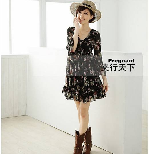 free shipping Chiffon dress Y125E pregnant women dress skirt
