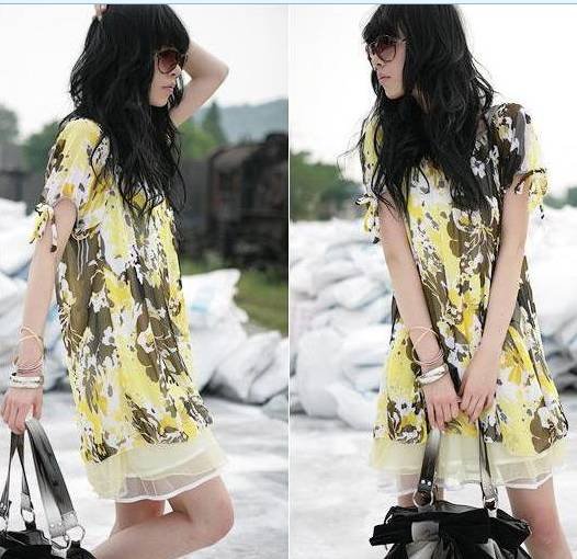 free shipping Chiffon skirt round lead pregnant women dress chun xia Y155