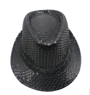 Free shipping! Child Adult jazz hat hat black paillette fedoras general topi 2pcs/lot 073