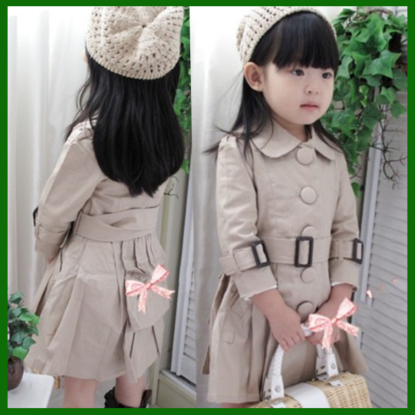 Free shipping Child children's clothing outerwear 2013 spring female child medium-long trench child dress