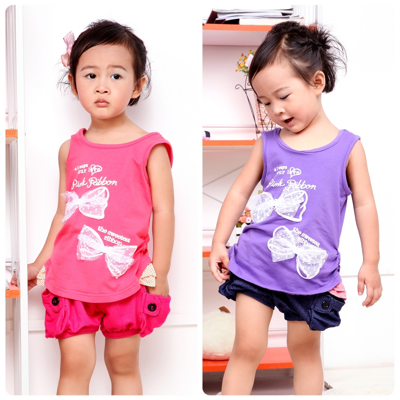 free shipping Child clothes summer vest girls clothing baby clothes summer 100% cotton child t-shirt