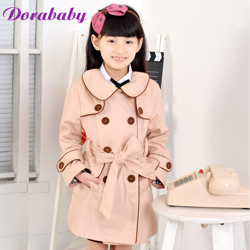 Free Shipping Child dorababy female child autumn 2012 child trench elegant pink outerwear da91