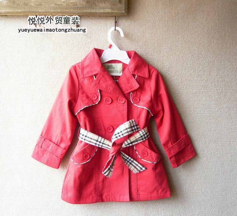 free shipping Child female child trench outerwear girls double breasted trench fashion brand outerwear