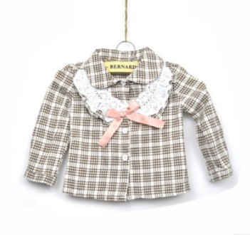free shipping! child's fashion bowknot shirt girl's cotton turn-down collar lace blouses 5pcs/set wholesale