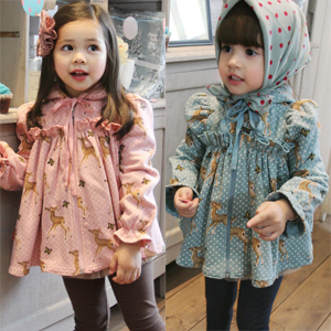 Free shipping  Child small school wear female baby autumn and winter thickening long-sleeve casual wadded jacket outerwear
