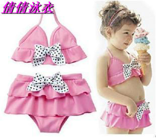 free shipping Child swimwear female baby princess female child swimwear bikini split child swimwear swimming cap